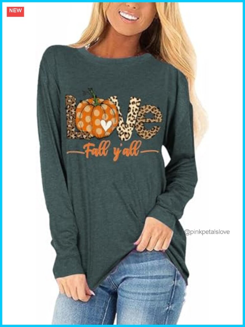 Long Sleeve Fall T-Shirt Women Thankful Pumpkin Turkey Graphic Tee